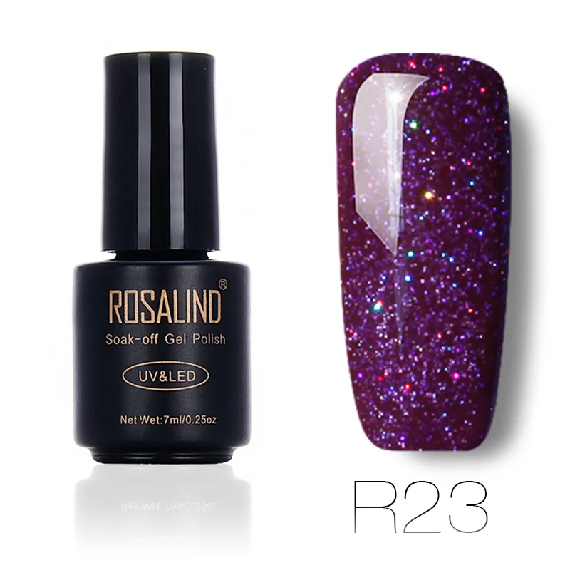 R23 ROSALIND, черная бутылка, 7 мл, неоновый Гель-лак для ногтей, Радужный Гель-лак для ногтей, дизайн ногтей, УФ светодиодный гель, стойкий лаковый клей - Цвет: R23