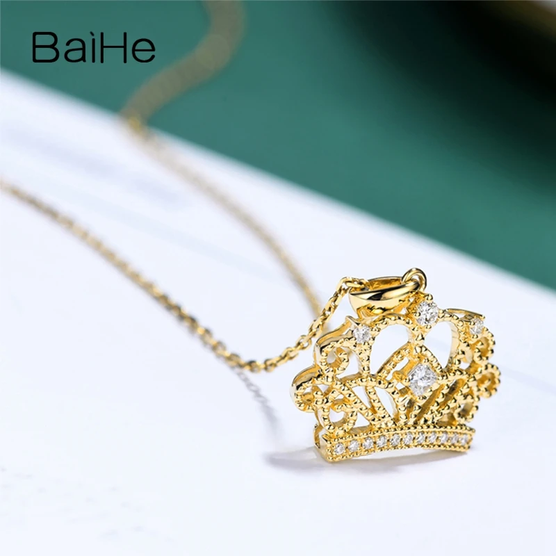 BAIHE однотонное 14K желтое золото H/SI натуральные бриллианты модные свадебные