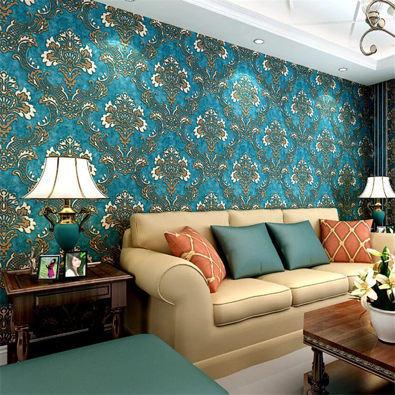 Wellyu Ретро Европейский стиль нетканые обои стерео спальня гостиная ТВ фон темно