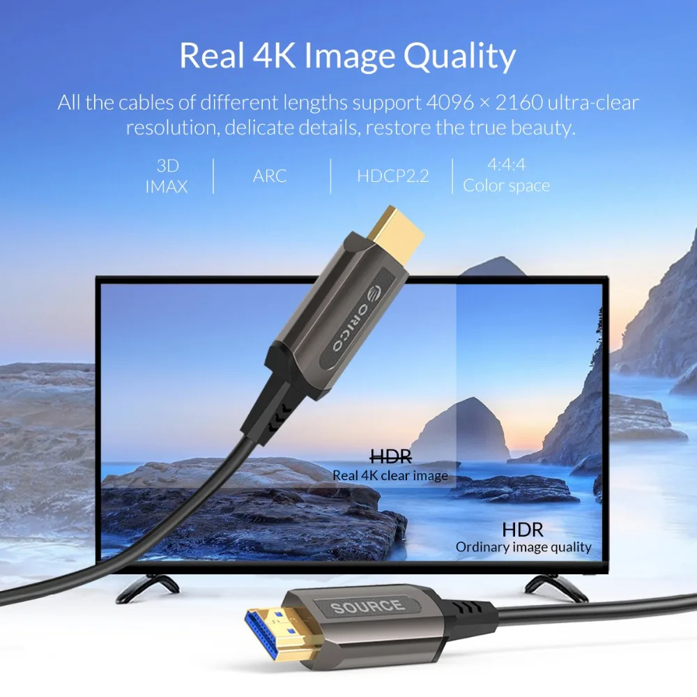 Кабель ORICO HDMI2.0 с оптическим волоконным штекером кабель 18 Гбит/с 4K 60HZ HDMI разъем для