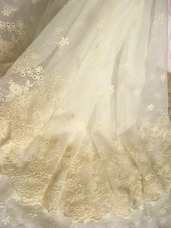 Кружевная отделка кремового цвета из хлопка Цветочная кружевная в стиле ретро