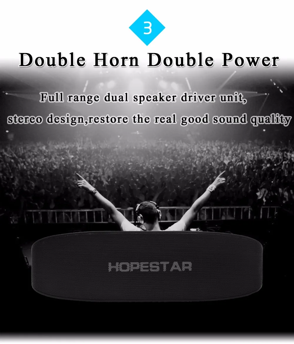 HOPESTAR H11 Bluetooth динамик Hifi беспроводной Саундбар двойной бас стерео Поддержка USB TF AUX FM с зарядным устройством для телефона