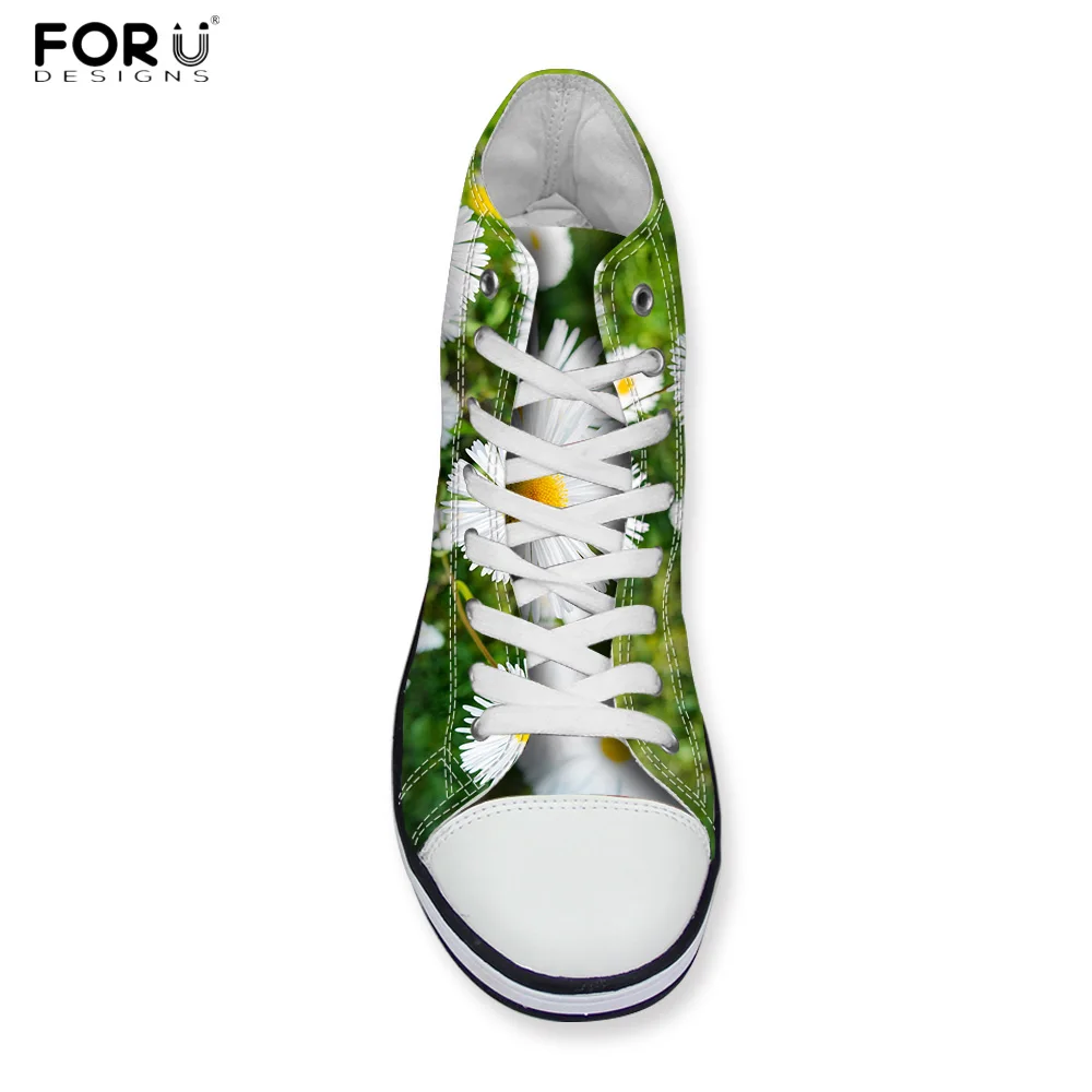 Женские холщовые кроссовки FORUDESIGNS высокие кеды с 3D цветочным принтом