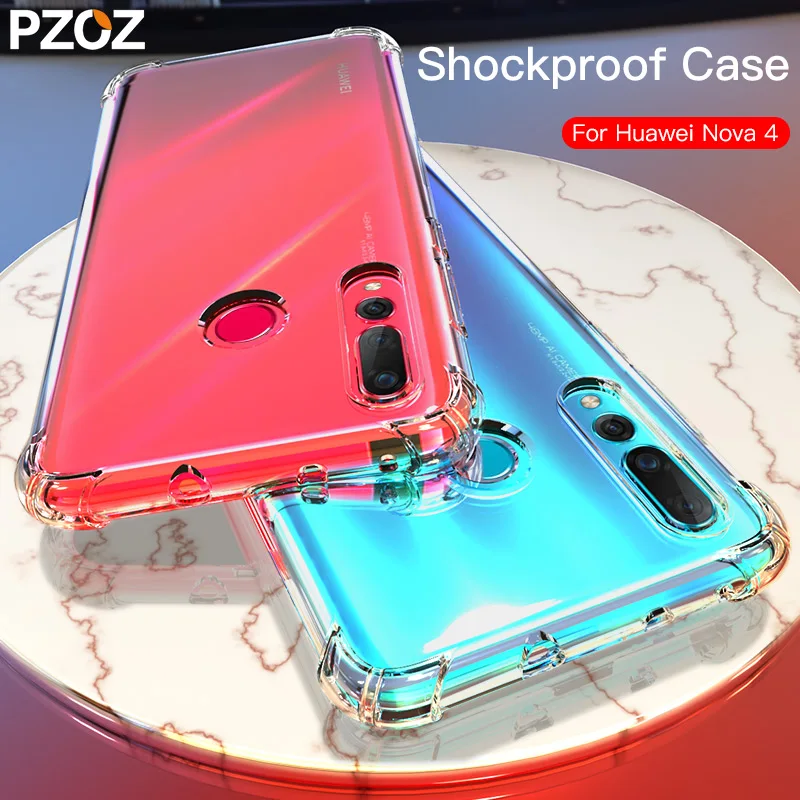 PZOZ Huawei Nova 4 чехол Роскошный силиконовый прозрачный для Nova4 Funda Coque Capa мобильный