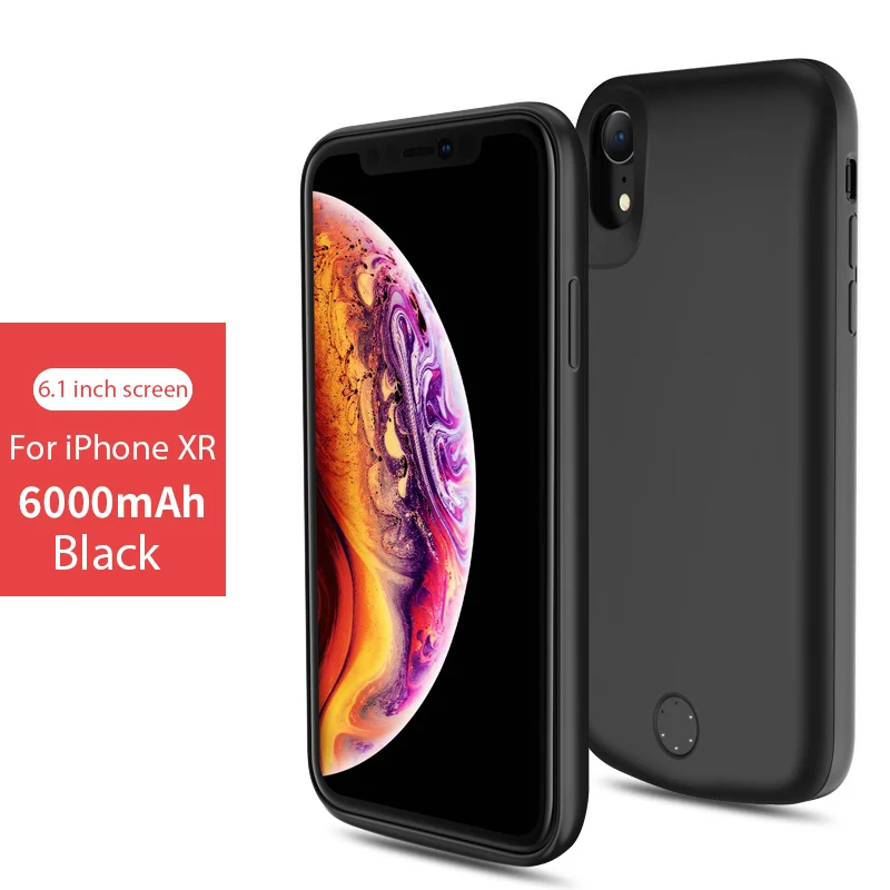 For XR Black VVKing Аккумулятор Чехол для iphone XS Max зарядное устройство чехол 5000 мАч/6000 мАч Чехол-Аккумулятор Чехол для iphone XS XR power Bank чехол - Цвет: For XR Black