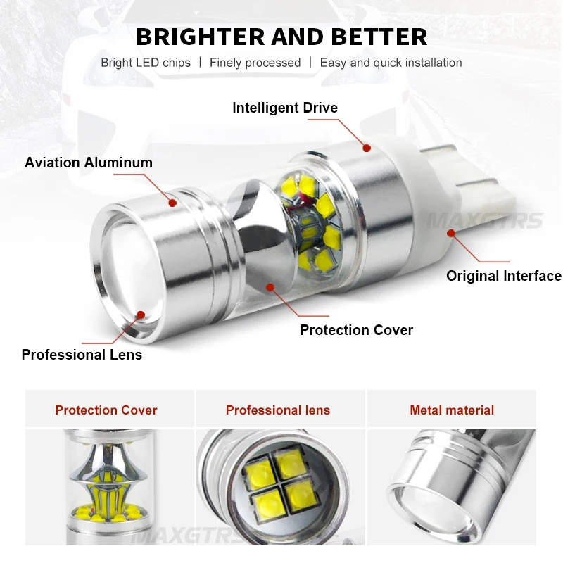 T20 Led 7443 7444 100W CREE чип светодиоды W21/5 W Автомобильные стоп Обратный лампы светильник задний передний указатель поворота белый 6000K 12V