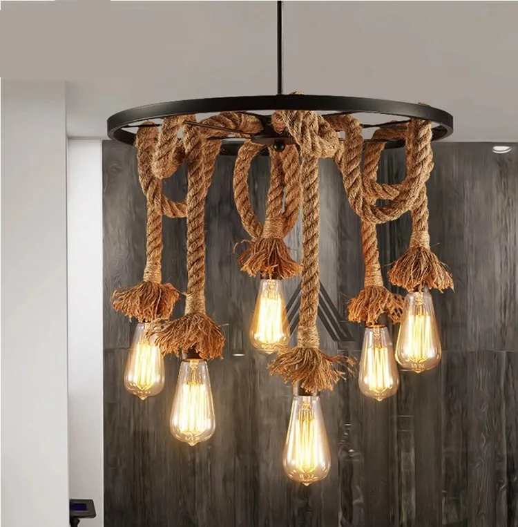 2020 New Modern hemp rope Pendant Lights Industrial Lamp XUYIMING | Освещение