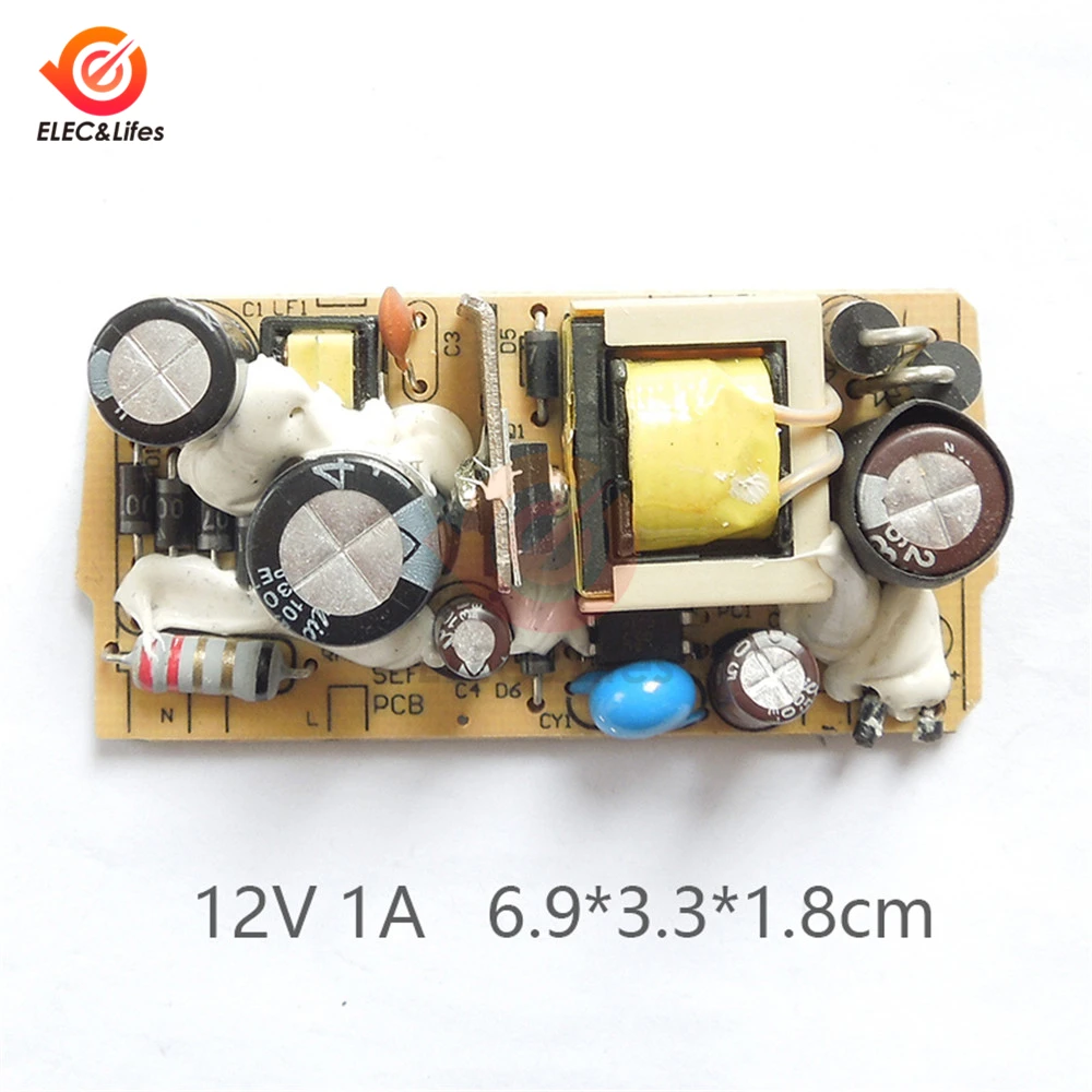 AC-DC трансформатор 12V 1A переключение Питание модуль 100-240V 50/60Hz электронный DIY PCB несмонтированная плата зарядного устройства с Напряжение Регулятор модуль