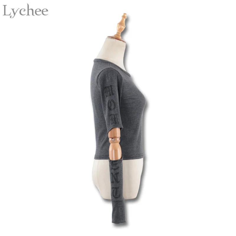 Сексуальная Женская футболка Lychee облегающая с длинным рукавом и вырезами