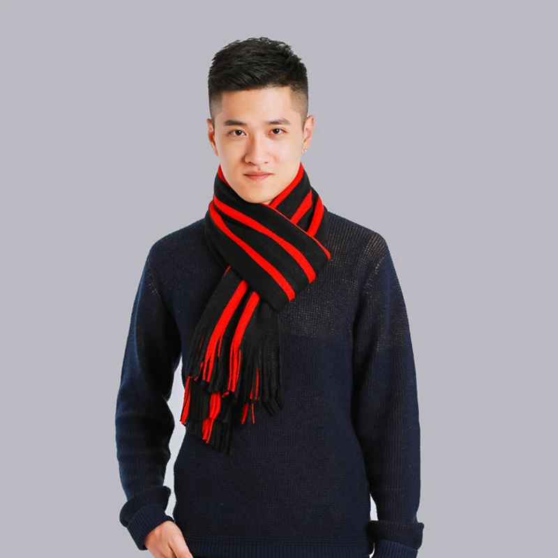 

Mingjiebihuo Autumn and winter new arrival fashion casual business men wild imitation Striped thick long warm knitted scarf