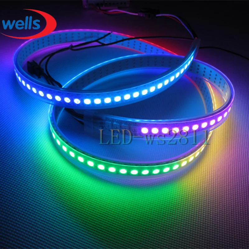 Светодиодная лента 144 пикселей 1 м LED s WS2812B 2812 WS Chip WS2811 IC Digital 5050 SMD RGB DC5V|strip necklace|stripped