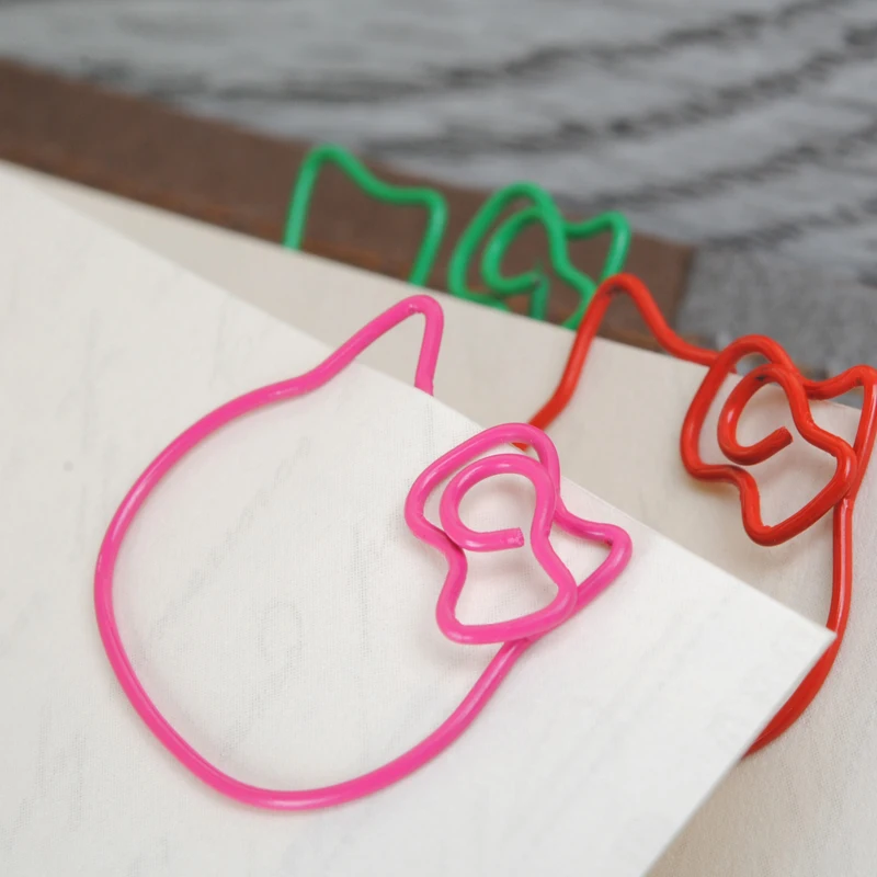 6 шт. кавайные зажимы в форме кошки зажим металлический для бумаги милые закладки