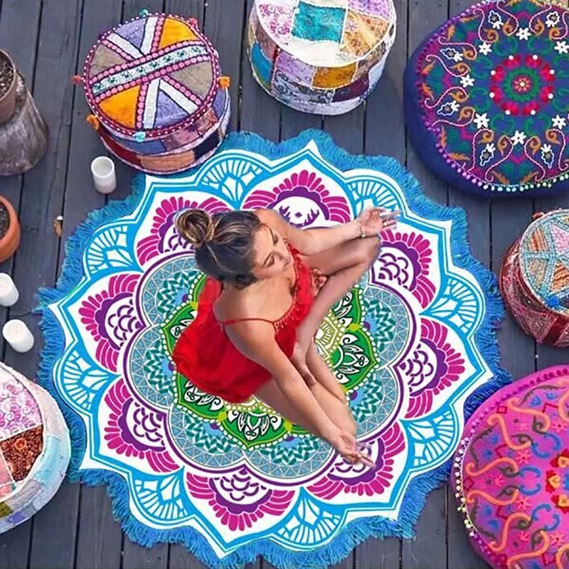Yoga mat/beach towel/picnic cushion Tassel Carpet Tapete Doormat Tapestry Indian Mandala Blankets Camping Mattress | Дом и сад
