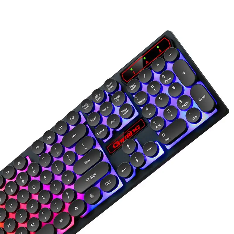 USB Проводная Ретро Паровая панк компьютерная клавиатура со светодиодной