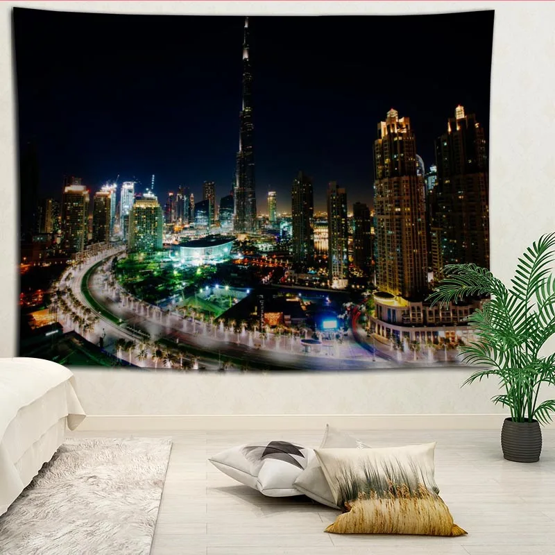 

Гобелены с индивидуальным принтом Дубая, пляжное полотенце, коврик для йоги, одеяло, украшение на стену, декоративный гобелен в стиле бохо, б...