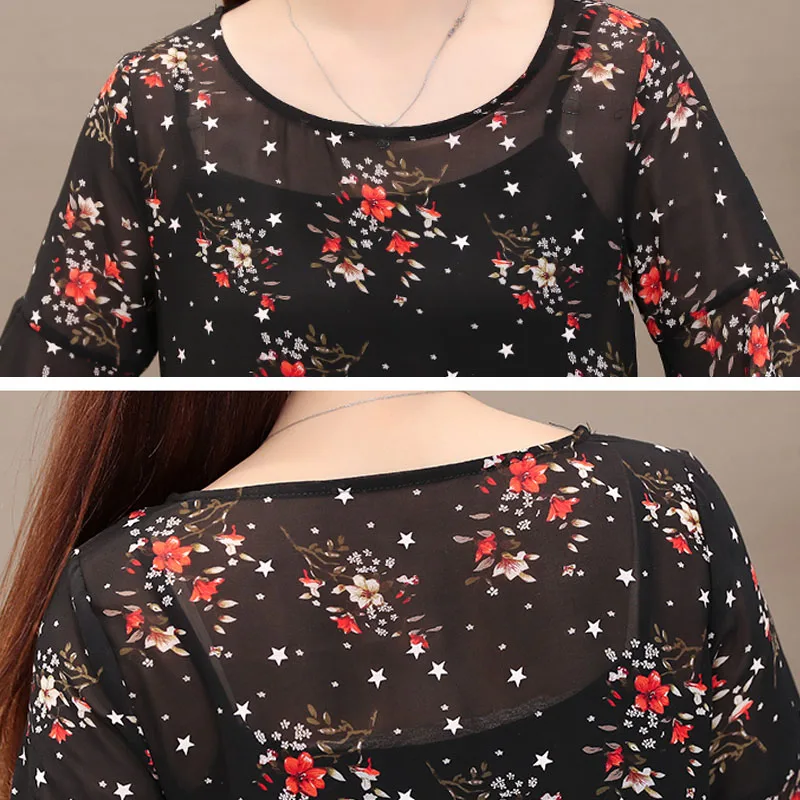 2019 женская шифоновая блузка Топы Плюс Размер для женщин женские Короткие