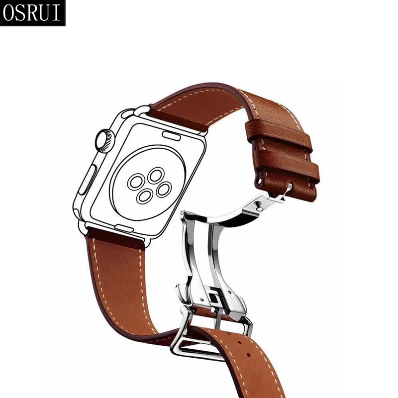 Ремешок для apple watch band 42 мм 38 correa iwatch 44 40 4 3 2 раскладной кожаный браслет с пряжкой