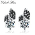 2021 новый милый цветок 1,8 г 100% 925 стерлингового серебра ювелирные изделия, серьги со шпилькой, для женщин, женский черный и белый камень серьги T137