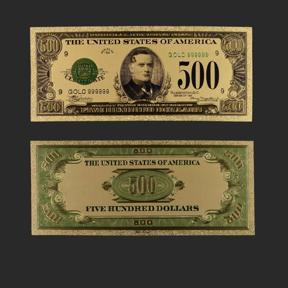 1918 Позолоченные банкнот США 500 долларов Бумага деньги декорации Цветной