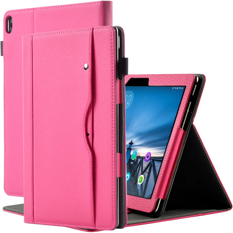 Розово-красный Роскошный бизнес-Чехол-книжка с подставкой, чехол для lenovo Tab M10, TB-X605F, TB-X605L, TB-X605, 10,1 дюймов, планшет с ремешком на руку - Цвет: Розово-красный