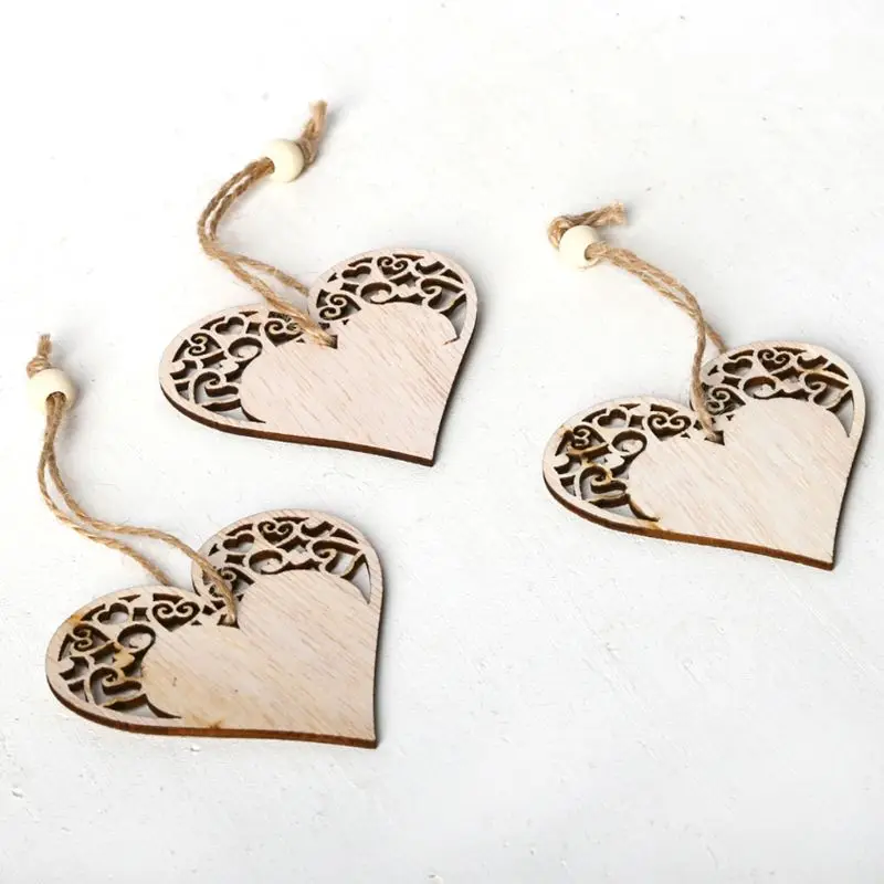 3 шт./компл. винтажные Рождественские Подвески в форме сердца с веревкой орнамент