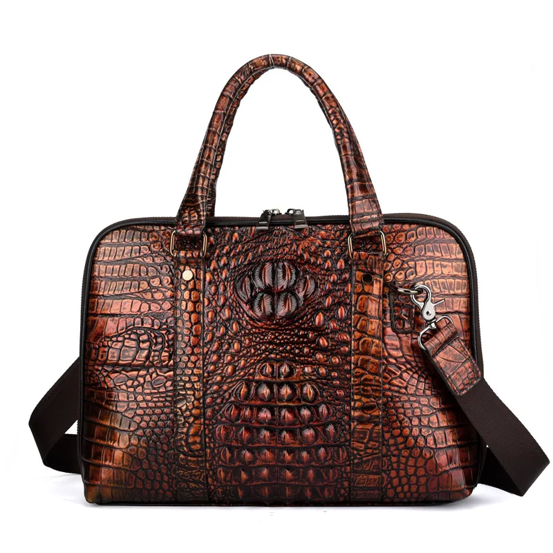 Men Genune Leather Briefcase Bolso Hombre Crocodile Business Men Handbags Laptop Computer Bag Bolso Negocios