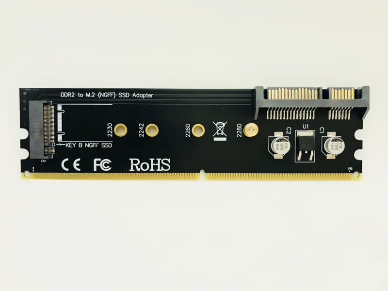Адаптер с разъемом M.2 DDR2 Raiser DDR до M2 SSD Riser B KEY NGFF конвертер SATA Power 7Pin порт для