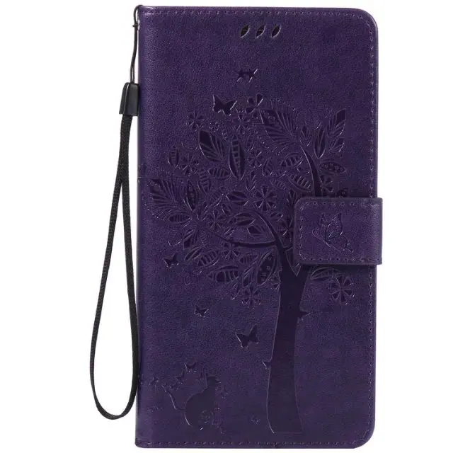 Leather Case For Huawei Ascend Mate 8 Дерево Cat Pattern Флип PU бумажник Кожа + Кремния С Гнездами Для