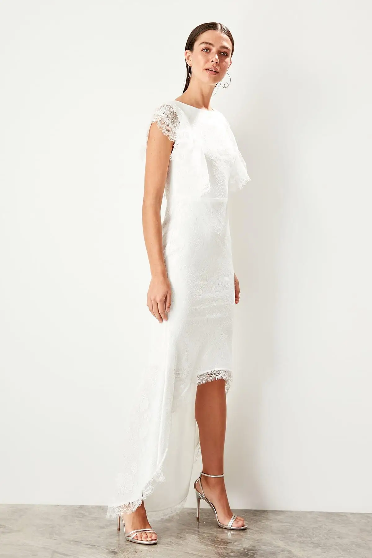 Trendyol экрю кружевное платье TPRSS19BB0368|Женские платья| |