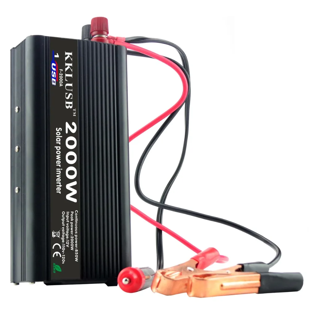 2000 Вт DC 12 В к AC 110 120 в 1 USB порты и разъёмы Инвертор изменение синусоида