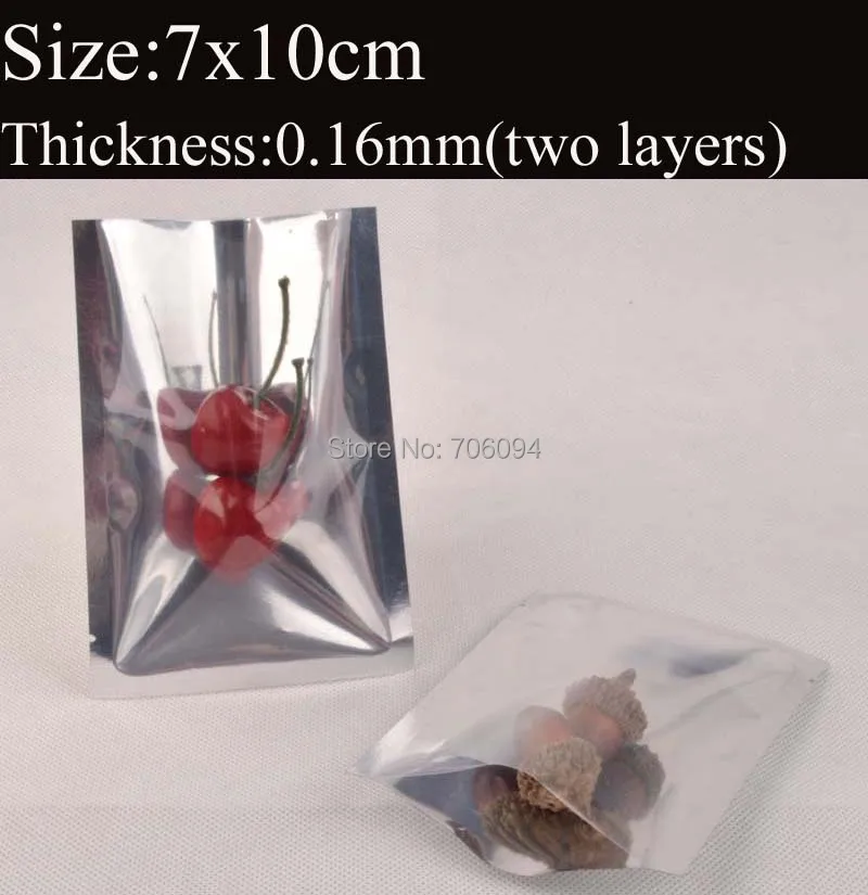 

7*10cm(2.8''*3.9'') Clear silver Aluminum Foil Bag,Heat seal silver Aluminum bag visiable tea packing plastic bag,300pcs/lot