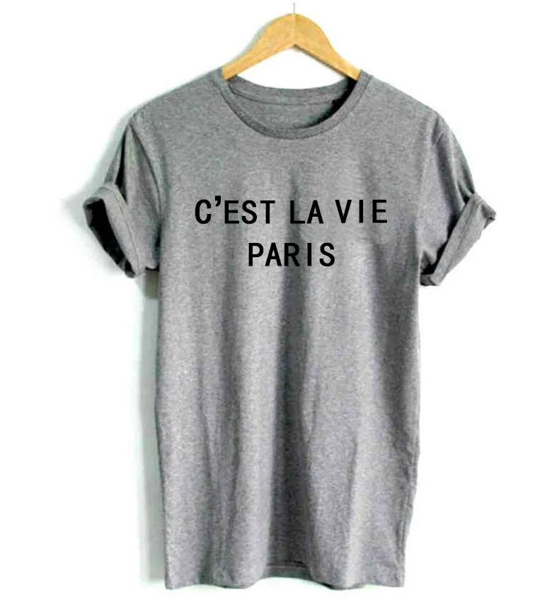 Женская футболка с буквенным принтом C'EST LA VIE PARIS хлопковая Повседневная