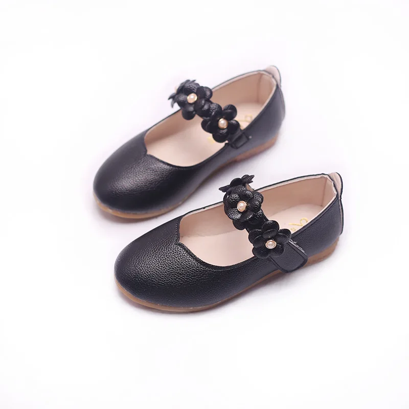 Новинка Сезон осень Детская обувь С декором в виде цветка на плоской подошве