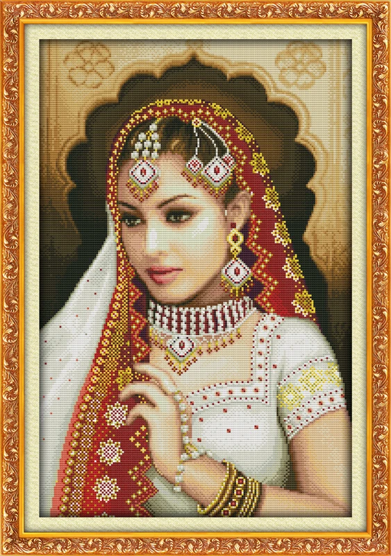 

Oriental Beauty(Red) People Cross stitch kits Sets 11CT Print Paintings Embroidery DIY Handmade Needlework Home Decor Ricamo