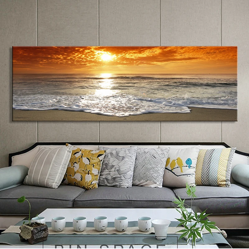 

Modern Landscape Posters and Prints Wall Art Canvas Painting Sunrise Landscape at Sea Decorative Paintings for Living Room Decor