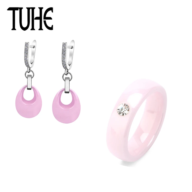 Женские керамические сережки капли с кристаллом 6 мм широкие кольца милый