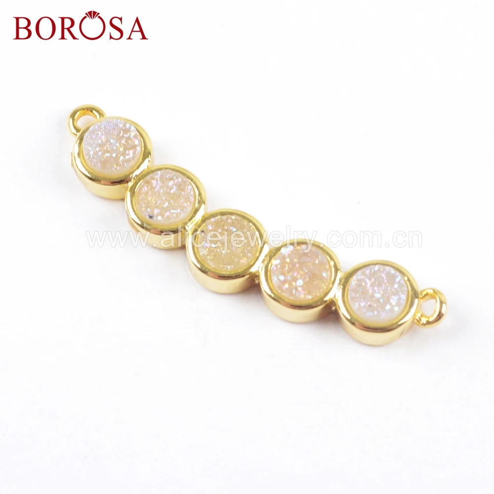 BOROSA 5 шт. смешанных цветов Пять круглых друзных бусин Золотые разъемы ободок