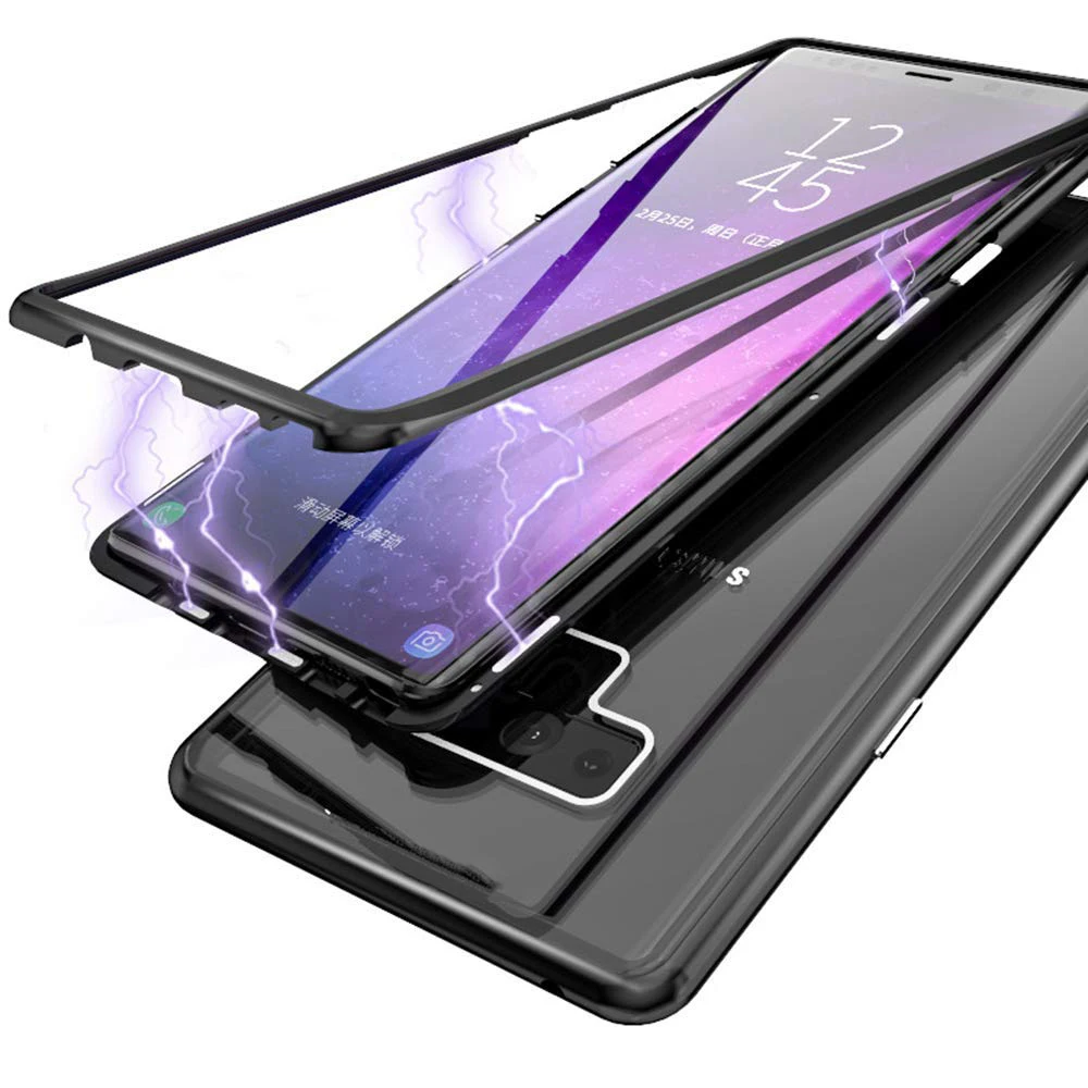 Магнитный Адсорбция дело для samsung Galaxy Note 9 S9 прозрачно закаленное Стекло чехол S8