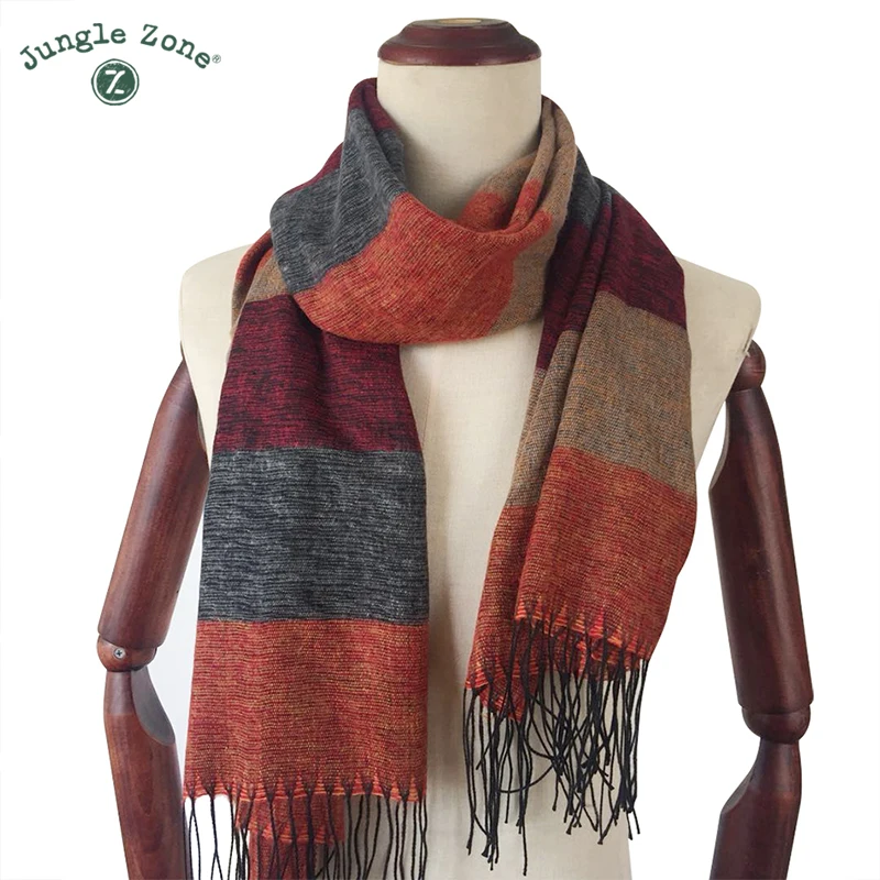 Женский шарф осенне-зимний мягкий в полоску мужской из искусственного кашемира