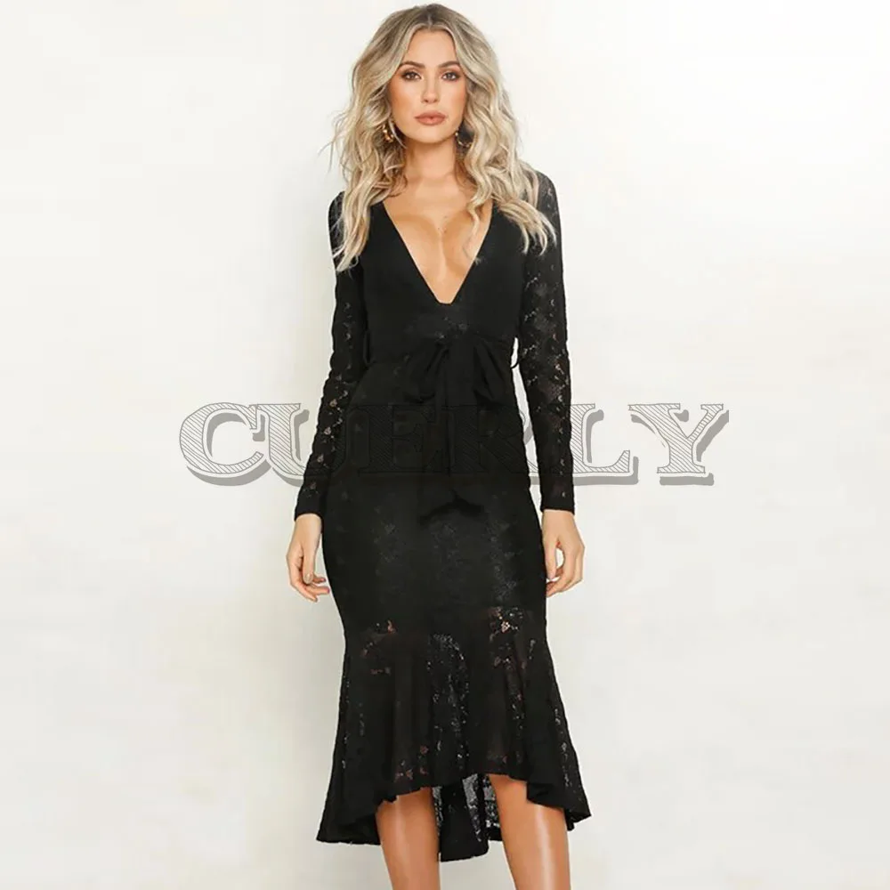 CUERLY с длинными рукавами белое платье кружевом и вышивкой прозрачные сетчатые