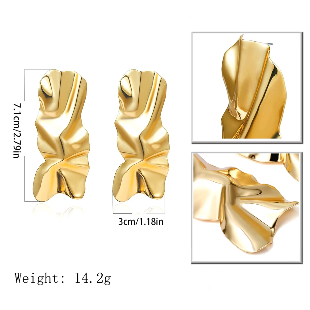 

IngeSight.Z Vintage Geometric Irregular Twist Stud Earrings Brincos Statement Iron Sheet Earrings for Women Jewelry Oorbellen