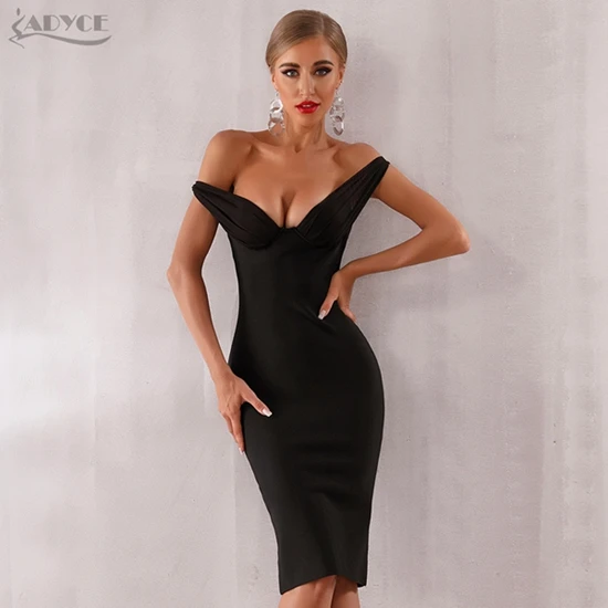 Black Adyce новое летнее женское вечернее платье в стиле знаменитостей Vestidos Элегантное Черное Кружевное облегающее Клубное платье с вырезом лодочкой и открытыми плечами - Цвет: Black