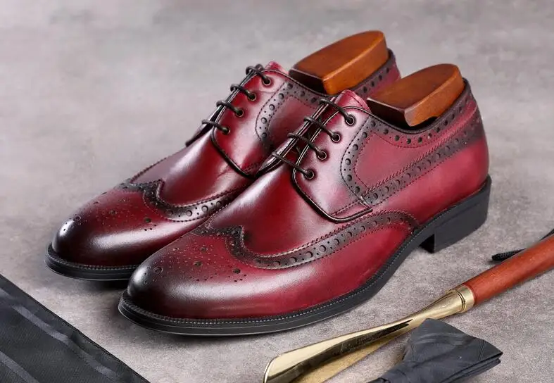 Туфли броги из натуральной кожи на шнуровке с острым носком|Туфли| |