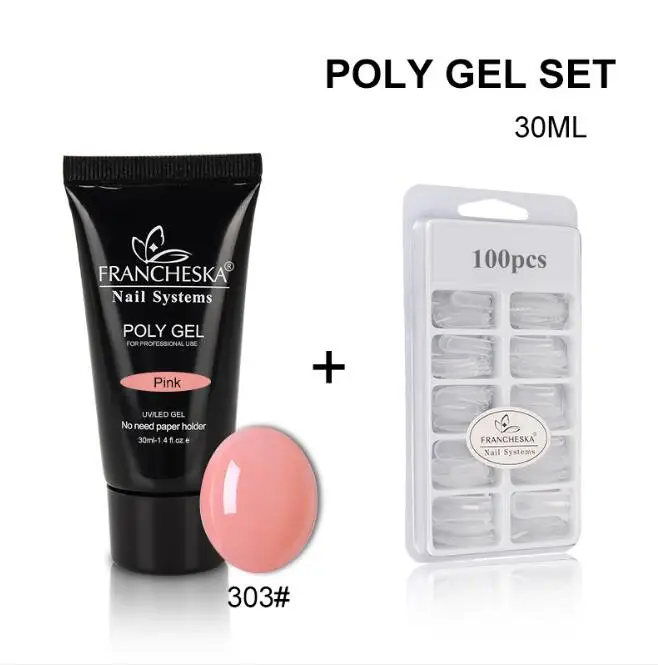 2 шт./компл. поли набором гелевых УФ акриловый строитель Polygel, быстро сохнут, наращивание ногтей искусство инструмент с креплением на кератиновых пластинах формы с украшением в виде кристаллов УФ-гель ломтик