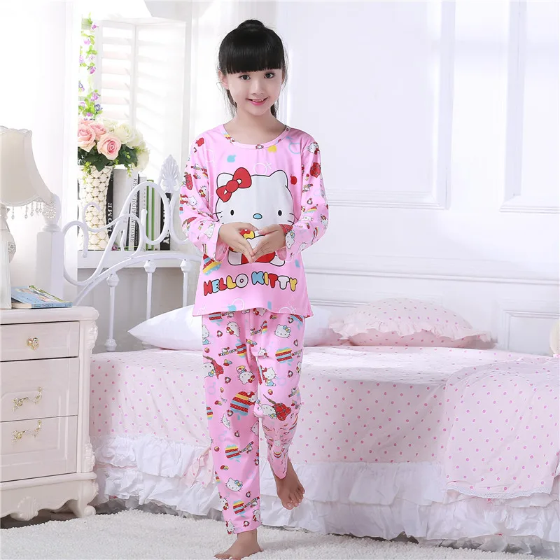 Мультфильм Печатных Дети Девушки Пижамы Устанавливает 2 шт./компл. С Длинным