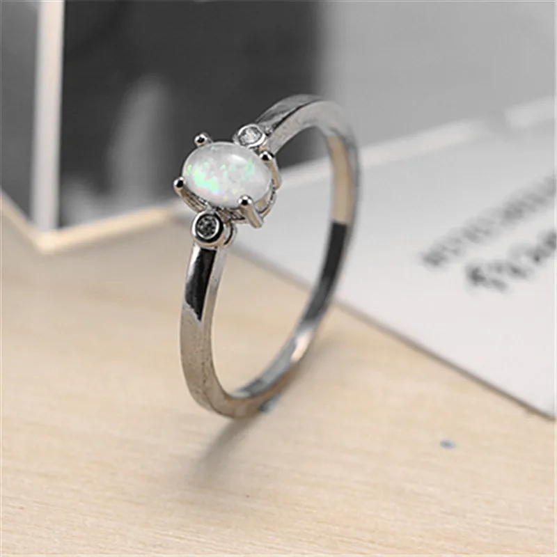 Модные простые круглые женские кольца с опалом романтические трендовые