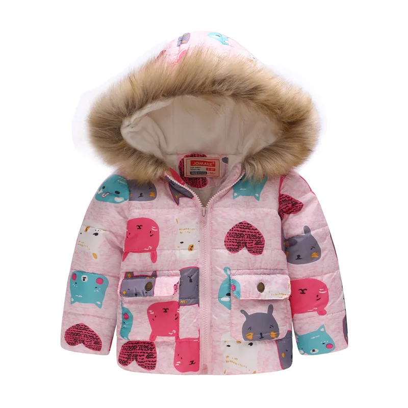 Зимнее пальто для девочек Kindstraum 2019 плотное теплые с милым принтом зимняя