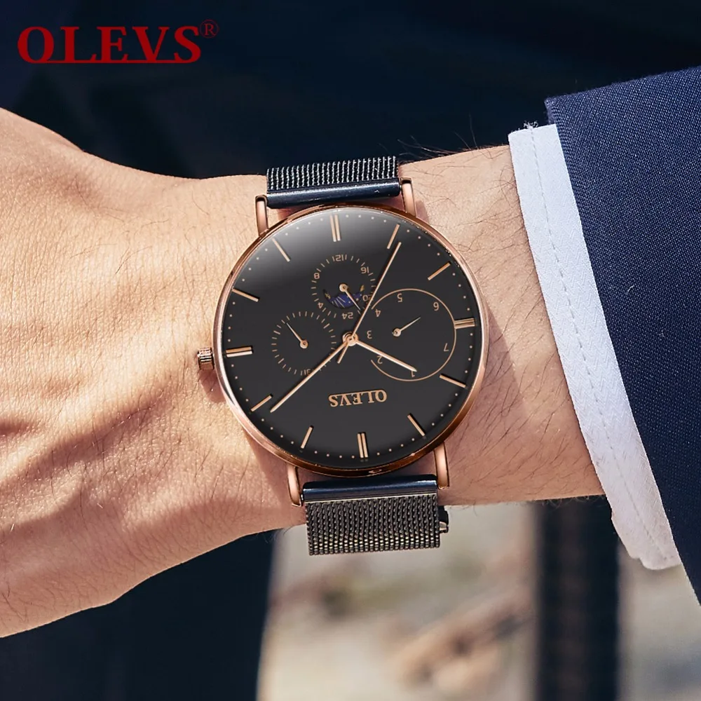OLEVS брендовые Роскошные полностью из нержавеющей стали часы мужские бизнес