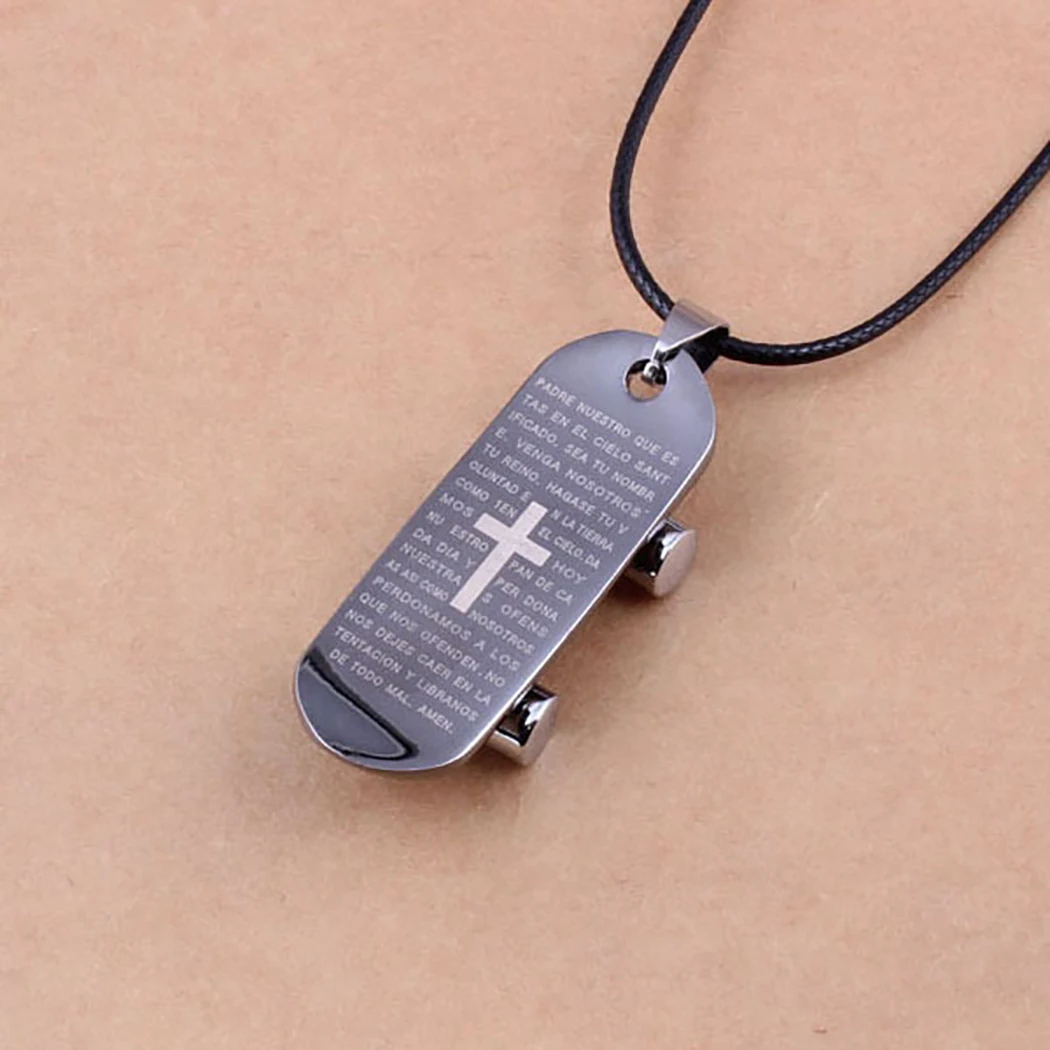 Cross Skateboard Scripture Necklace Alloy Steel Unisex Fashion Creative Pendant Christianity​ Charm | Украшения и аксессуары