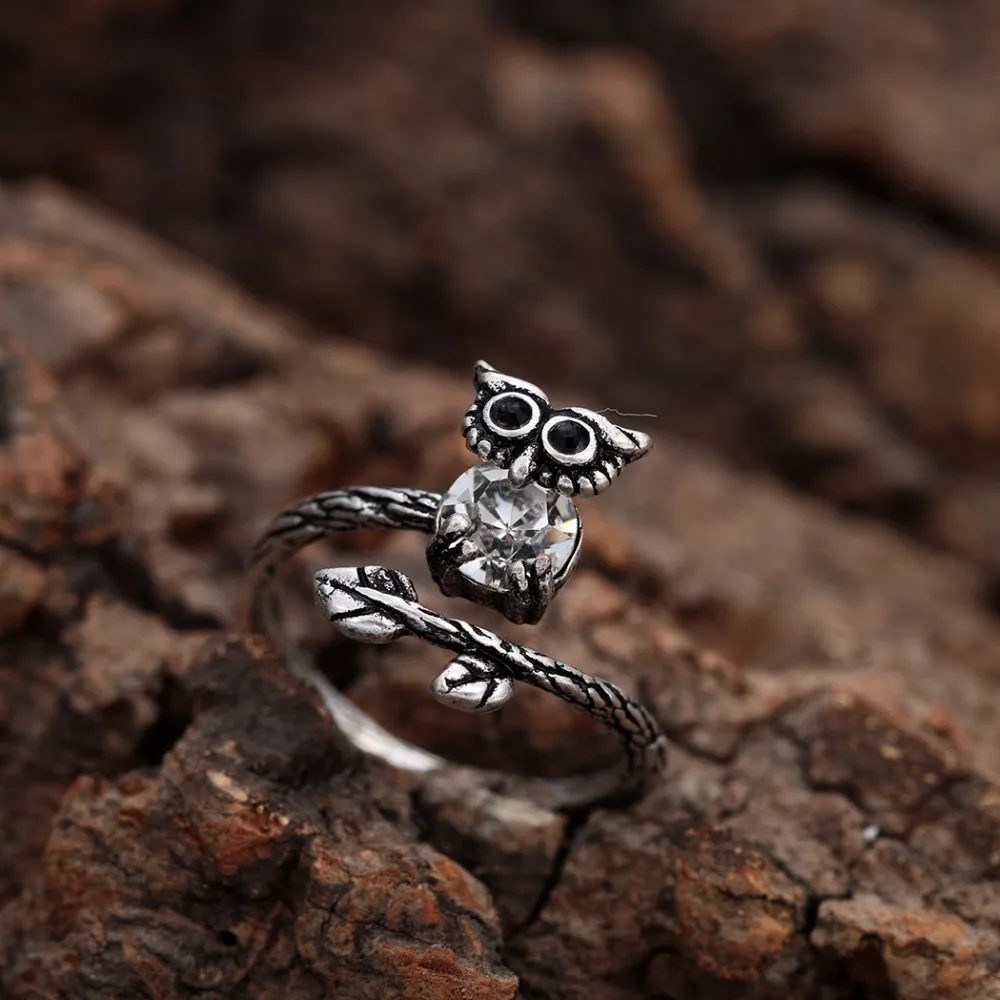 Кольца с античным покрытием Совы Птица Очаровательная оберточная Коктейльная